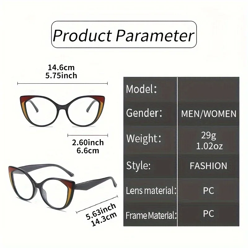 

Blue Light Blocking Cat Eye Glasses with Gradient Color Frame, Transparent Lenses for Men and Women
