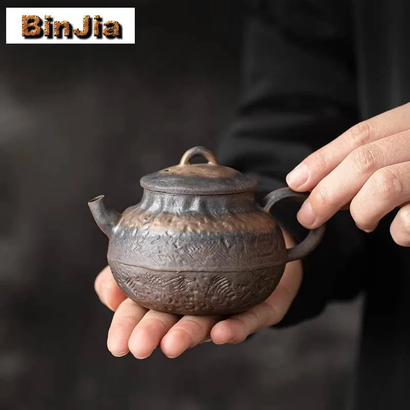 

150 мл древний ранний сжиженный чайник в стиле ретро, позолоченный железный глазурованный колокольчик, чайник, кунг-фу, аксессуары, украшения, подарок