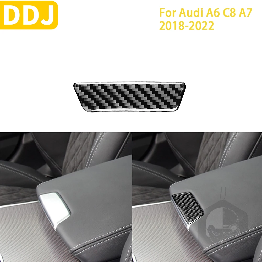 

For Audi A6 C8 A7 2019-2022 Car Accessories Handrail Box Cover Trim Carbon Fiber Stickers Decoration Styling