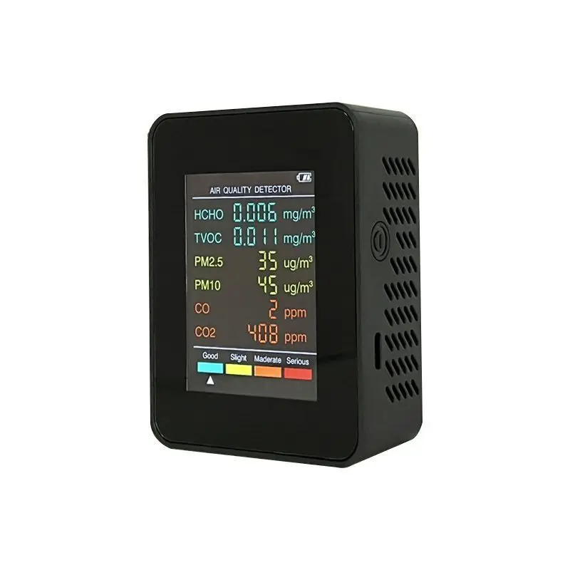 Household six-in-one air quality detector, temperature and humidity detection multi-functional formaldehyde TVOC detector