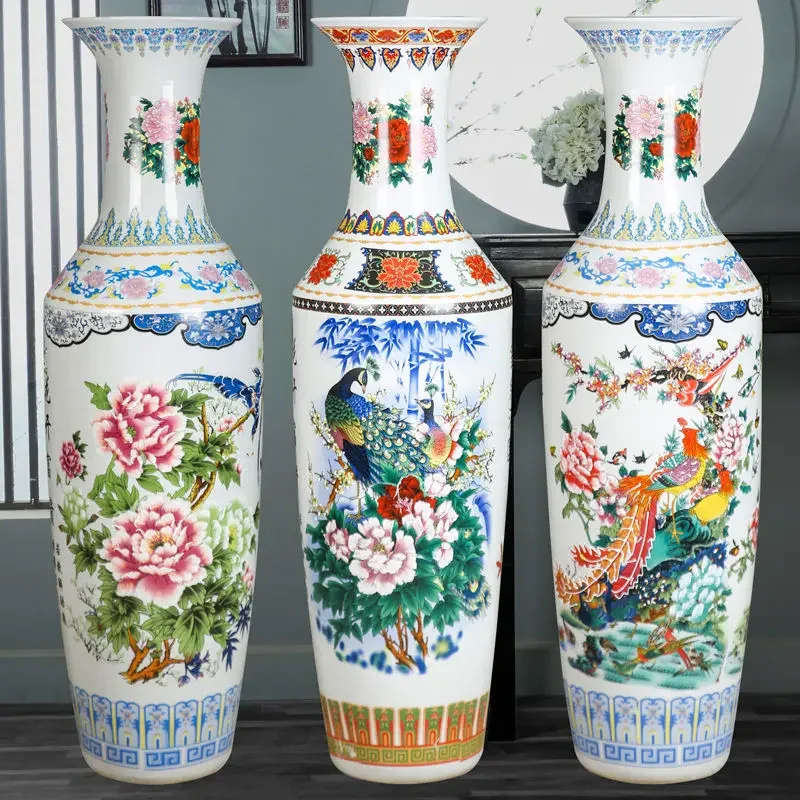 CX  flower blooming rich pastel floor-to-ceiling large vase living room flower arrangement opening decorative ornament large