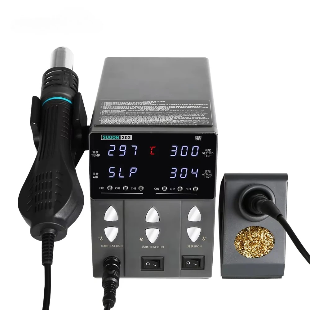 SUGON 202 Hot air Gun +soldering Stations 2 in 1 Machine for Welding