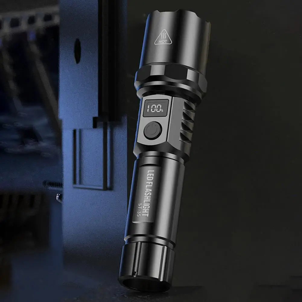 Linterna potente con pantalla Digital Powet, linterna telescópica con Zoom portátil, linterna de emergencia impermeable para exteriores U4j3