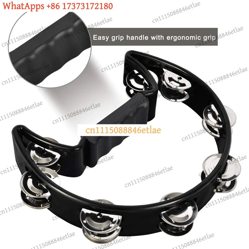k3 Half-Moon Tambourine for Kids & Adults Nickel-Free Metal Jingles EN71-3 Certified Ergonomic Grip Black Not Egg Shaker Set