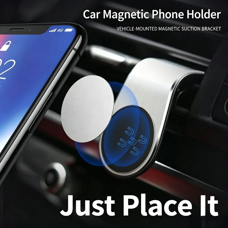 Car Air Outlet Magnetic Phone Holder Strong Magnet L Shape Car Vent Mount Stable Cellphone Bracket for Driving Navigation
