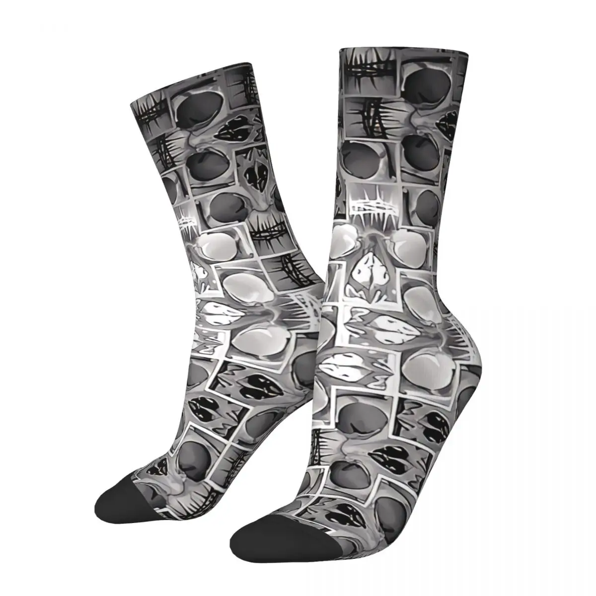 Funny Crazy Sock for Men Skull Sayagatta Fade Hip Hop Cross Crucifixion Breathable Pattern Printed Crew Sock Casual Gift