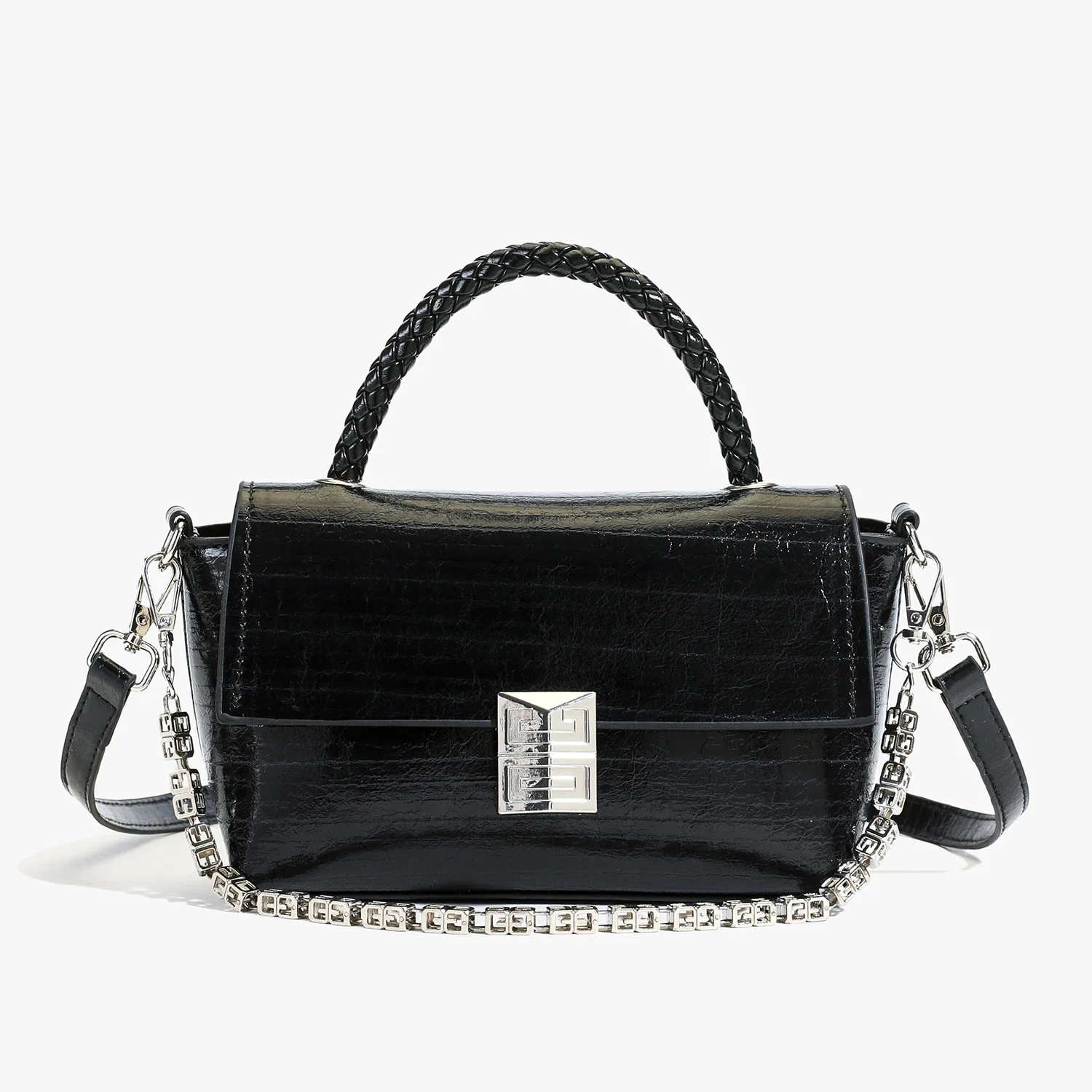 

Минималистичная парижская сумка через плечо — роскошный однотонный кожаный кошелек с регулируемой цепочкой и логотипом в винтажном стиле