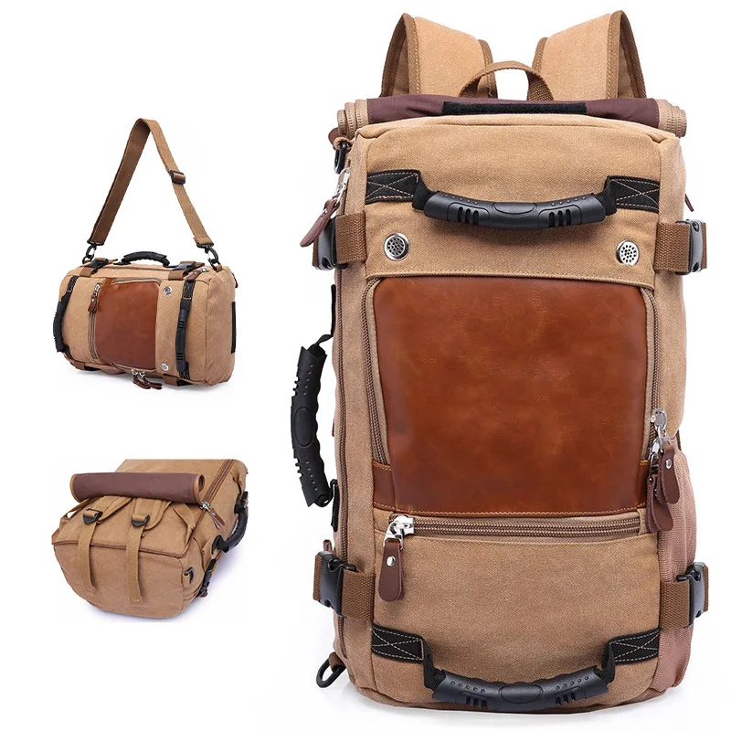 Artsy Vintage Leisure Gaya Korea Kanvas Kapasitas Besar Pria Perjalanan Multifungsi, Tas Selempang Hiking Luar Ruangan Tas Tote