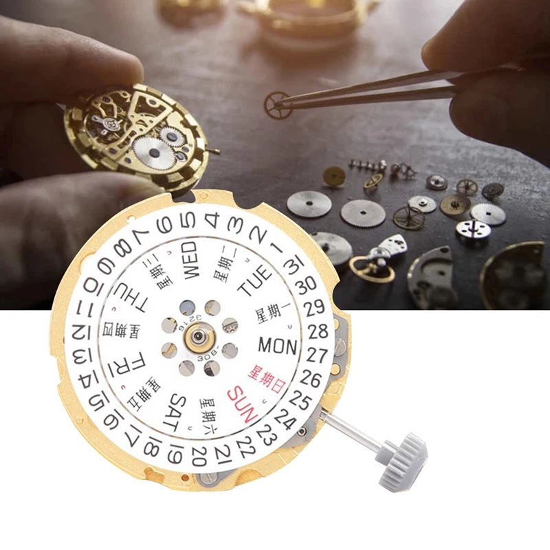 8200 Movement With Calendar Plate+Week Plate+Handle 8200 Double Calendar Automatic Mechanical Watch Movement