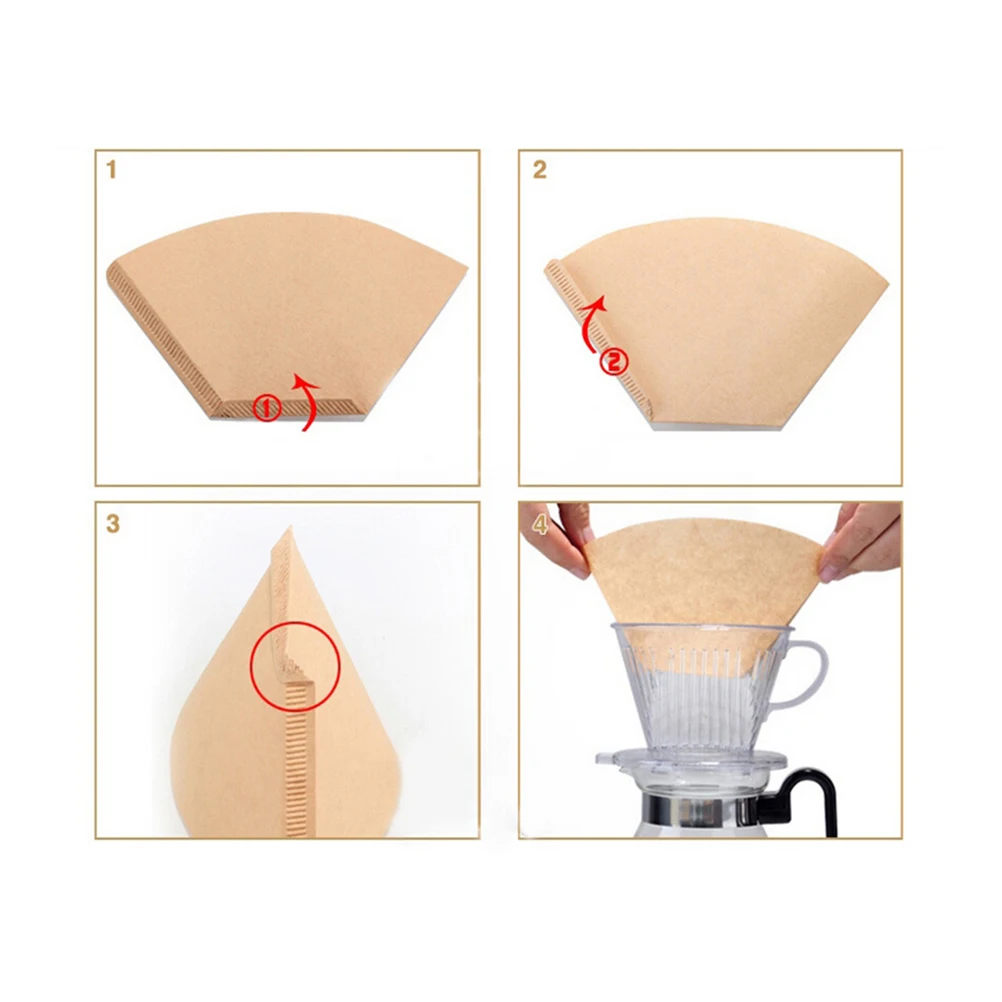

100pcs Coffee Filter Paper Unbleached Heat Resistant 200°C High Quality For Machine Basket Style Kitchen Bar
