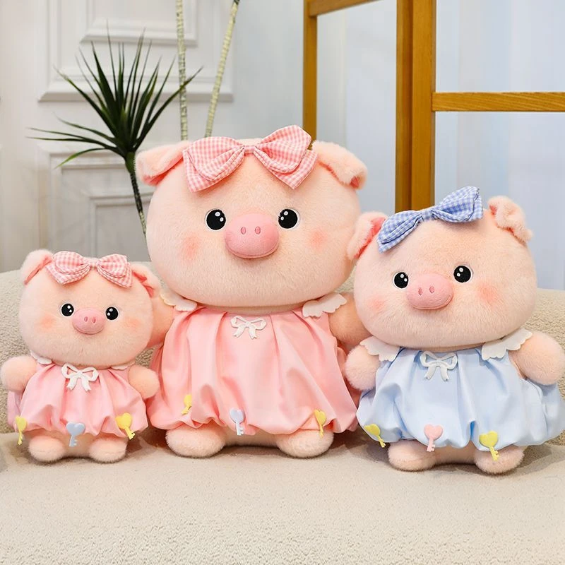 Jouet en peluche petit cochon mignon de 30CM, robe à nœud pour habiller une poupée cochon douce comme cadeau d'anniversaire et de noël pour enfants