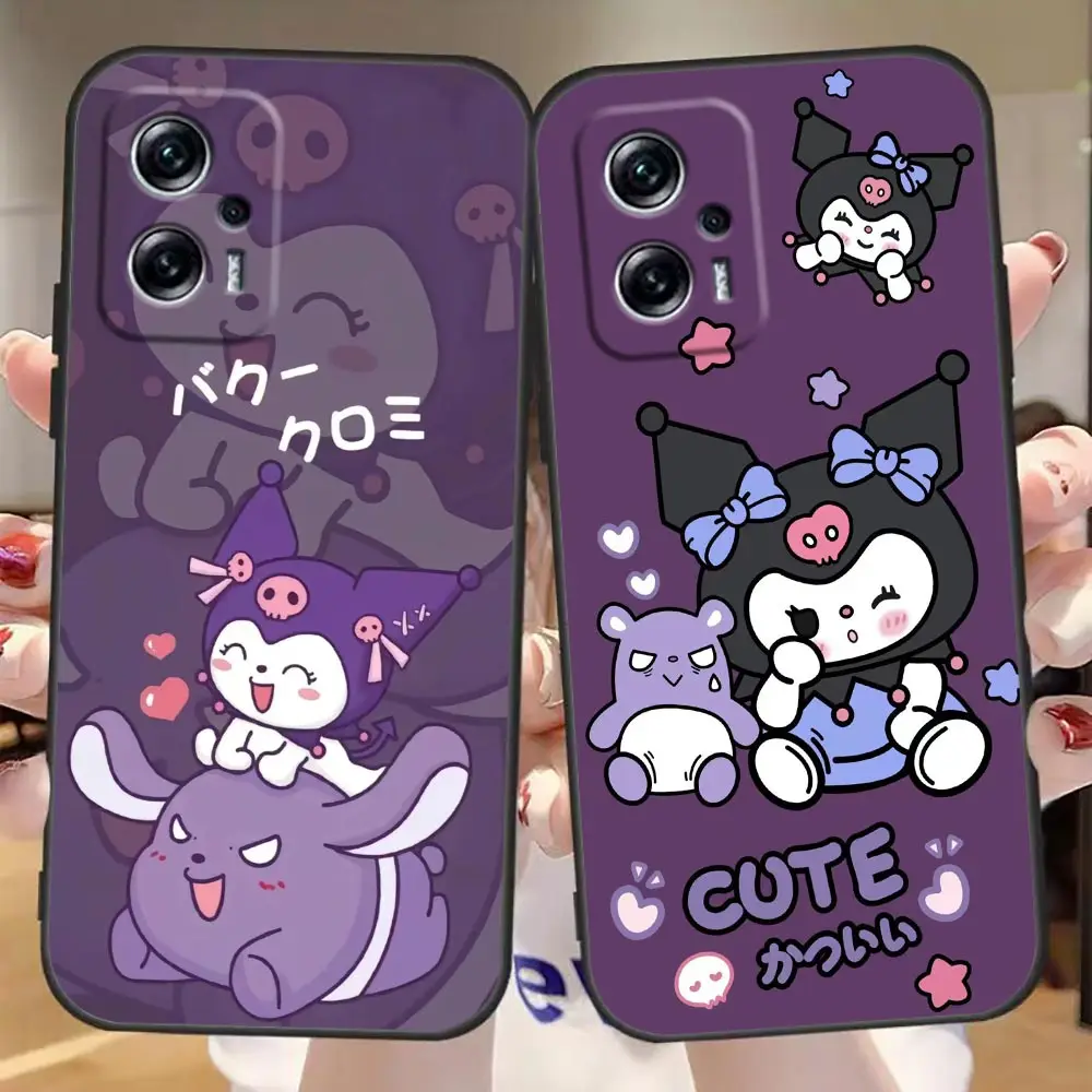 Cute K-Kuromi M-Melody Phone Case For Redmi Note 13 12 11 10 9T 9S 9 8 7 6 A1 Pro 5G 4G TPU Case Funda Coque Shell Capa Cover