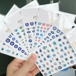 1 Sheet 3D Evil Eye Design Nail Art Stickers Abstract Line Blue Tattoo Nail Sliders DIY Self-Adhesive Nail Decorations Decals