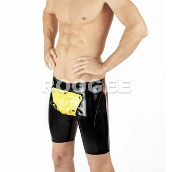 Men cod piece latex pants