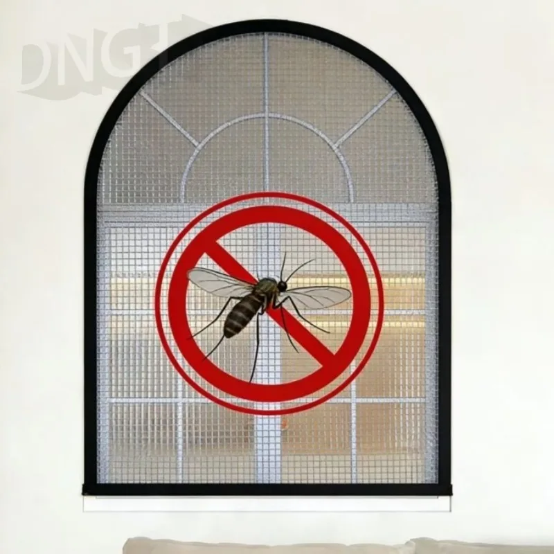 Custom Size Arched Window Screen, Self-Adhesive Anti-Insect Mesh, Easy Install Window Mosquito Net for Curved/Arch Top Windows