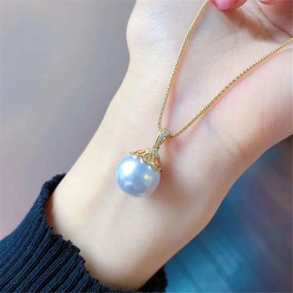 

DIY Pearl Accessories S925 Pure Silver Pearl Jade Pendant with Empty Support for Women's Exquisite Fit 9-10mm Round Beads D446