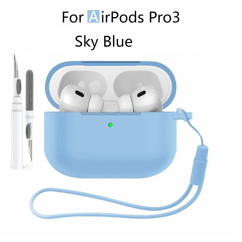 Neu für Airpods Pro 3 2025, Silikonhülle, Kopfhörer-Zubehör mit Reinigungsset und Lanyard, vollständige Schutzhülle für Airpods Pro 3 – Detail 32
