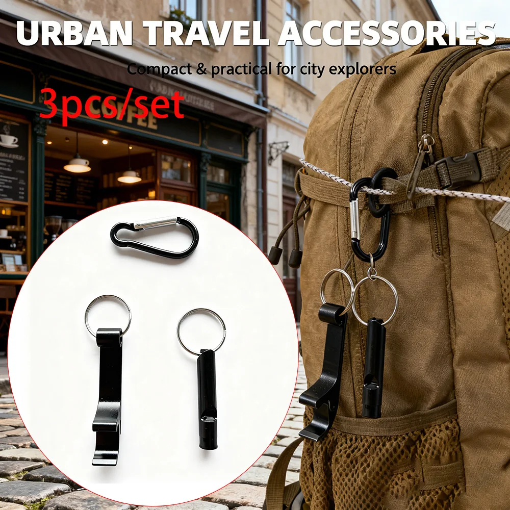 Outdoor Sports Bag Accessories Set: Hiking Bag Travel Bag External Hook Accessories, 3-Piece Set Including Gourd-Shaped Hook + Bottle Opener + Whistle Bag Accessories, Suitable for Outdoor Camping and Hiking Hook Tool Set, Outdoor Bag Accessory Set