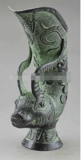 Asia Collectible antique decorated old handwork Bronze animal statue Carved Sheep Gecko Vase