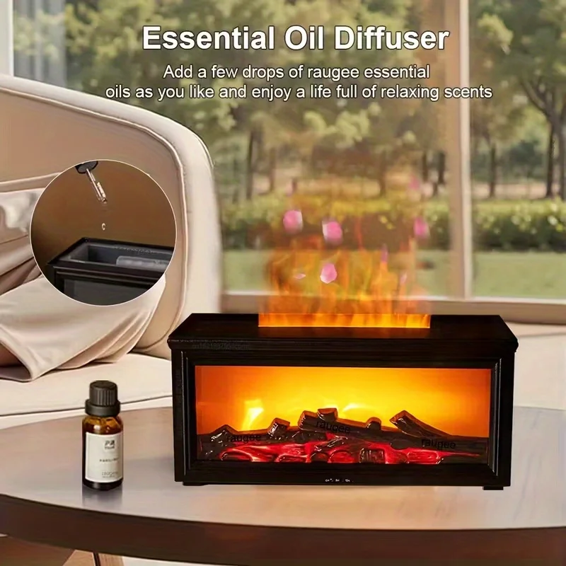 Fireplace Aromatherapy Diffuser,Simulated Flame Essential Oil Diffuser,USB Powered Air Humidifier Ideal for Autumn and Christmas