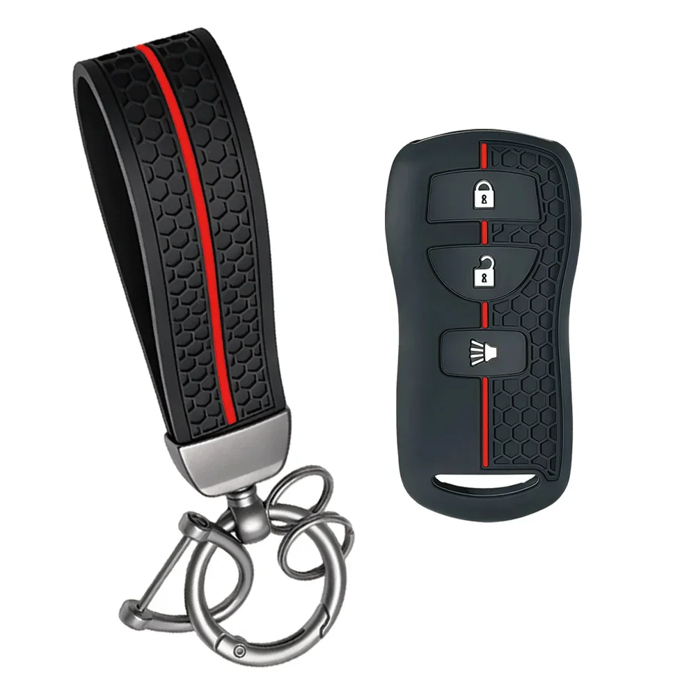 Grid Mesh Perforated Honey Protective Shell With Keychain For All Nissan Infiniti Models Heavy Duty Wear Resistant Car Key Cover