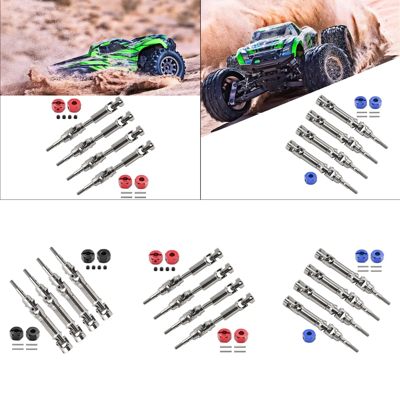 

Front & Rear Universal Drive Shaft Replacement Spare Parts RC Metal CVD Driveshaft for 4x4 2WD 1:10 Scale RC Hobby Cars DIY