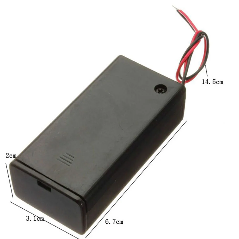 9V Volt Battery Holder Pack Box Black Plastic Storage Case Wire Lead w/ ON-OFF Power Switch Toggle New High Quality Wholesale