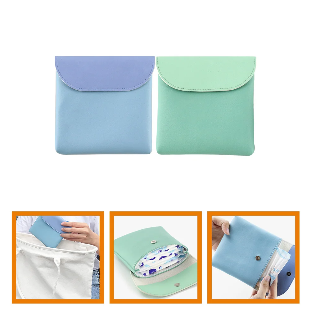 

2Pcs Sanitary Napkin Storage Bag PU Material Compact Lightweight Period Pouch for Travel Outdoor Office Use Multi-Function Small
