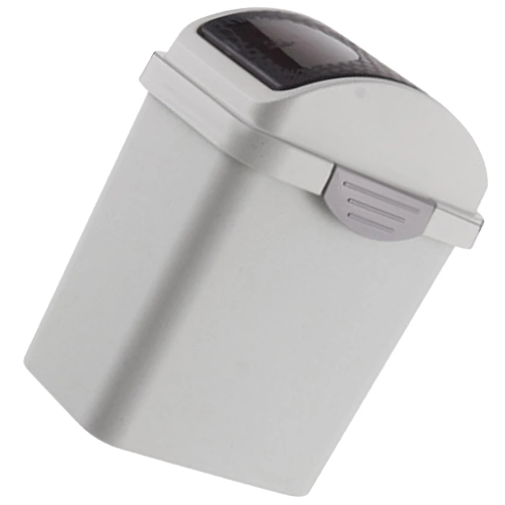 

Swing Lid Trash Can Small Size Plastic Waste Bin Kitchen Bathroom Home Living Room Garbage Paper Bucket Covered Square Design