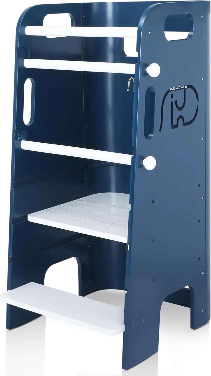 Standing Tower, 3 Levels Adjustable Height Toddler Kitchen Stool Helper with Removable Safety Rail, Closed Back & Anti-Slip Stri