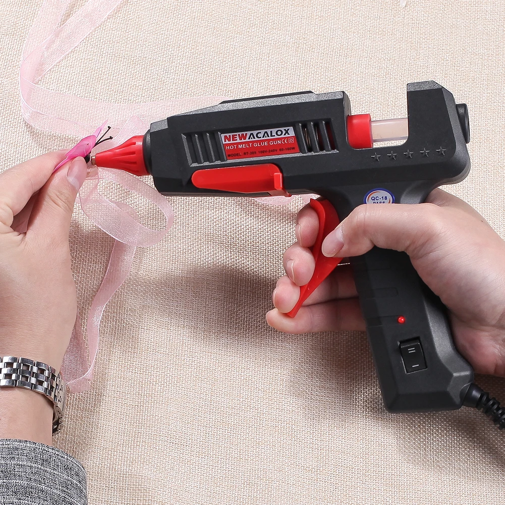 

NEWACALOX 60W/100W Hot Melt Glue Gun with 11mm Glue Sticks Mini Gluegun Fast Heating for Industrial Handmade Art DIY Tool Kit