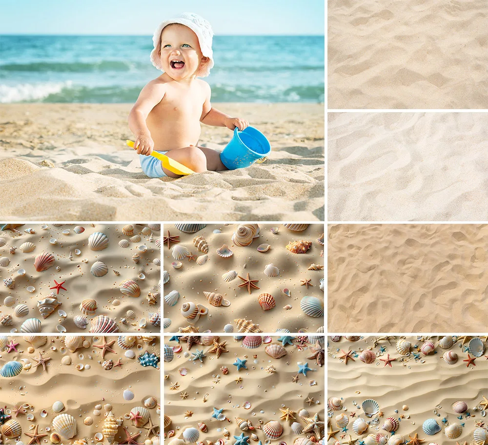 

Mehofond Photography Background Summer Beach Sand Floor Sea Shell Kids Birthday Cake Smash Portrait Decor Backdrop Photo Studio