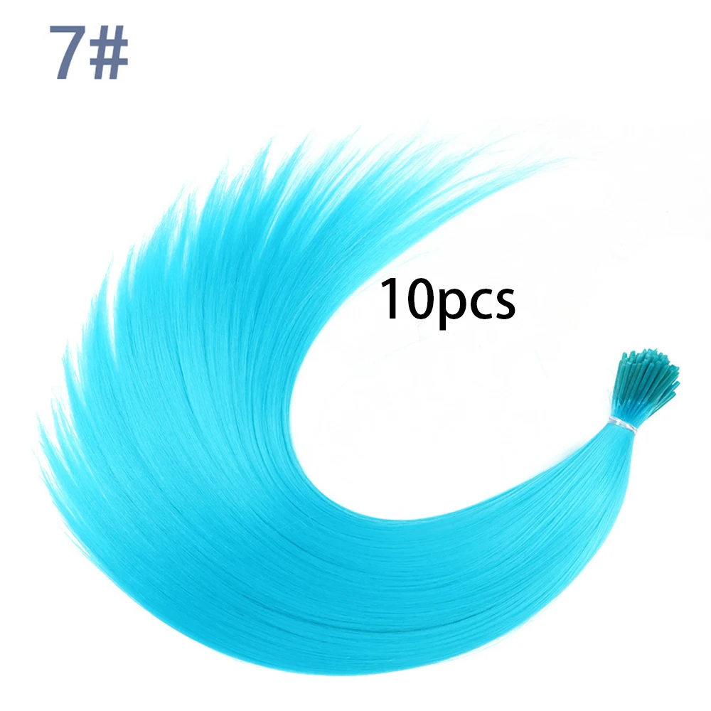 Synthetisch gekleurde I-Tip Stick Hair Extensions Steil haar 16 inch voor vrouwen Hoge temperatuur 10 strengen/pakkleuren