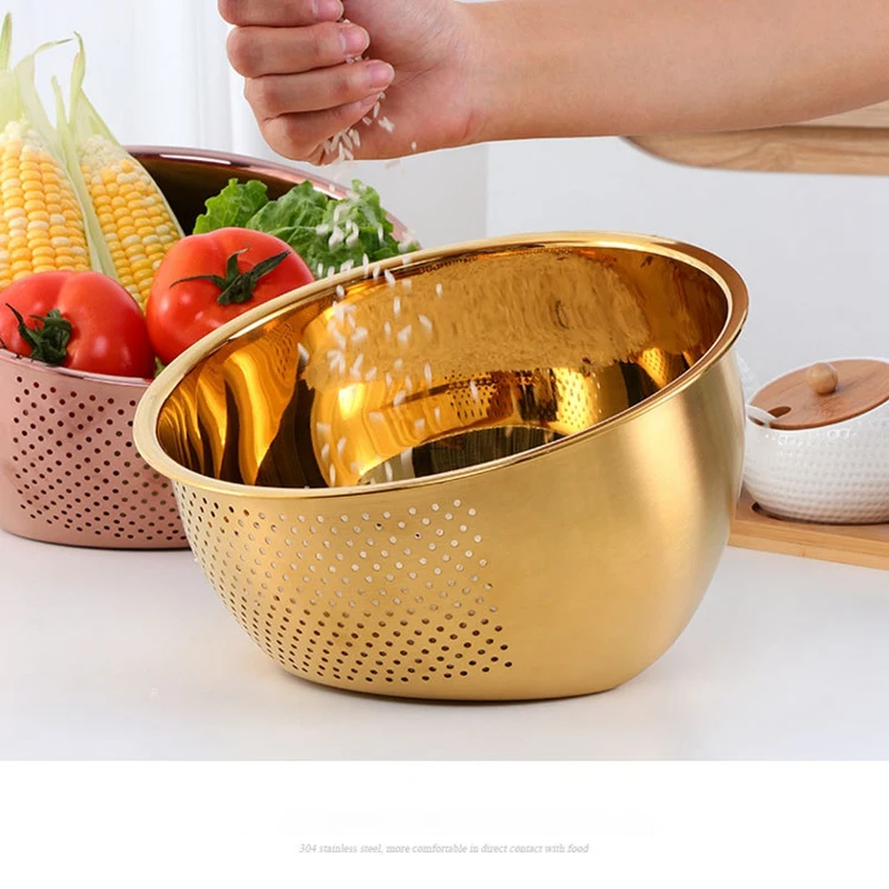 Strainer Basket Rice Stainless Steel Washing Filter Strainer Colorful Basket Sieve Drainer Kitchen Gadget