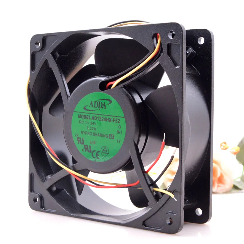 AddaCo-Hi AD1224HX-F52 12038 24V 0.32A 3-Wire Aluminum Frame Cooling Fan 12CM