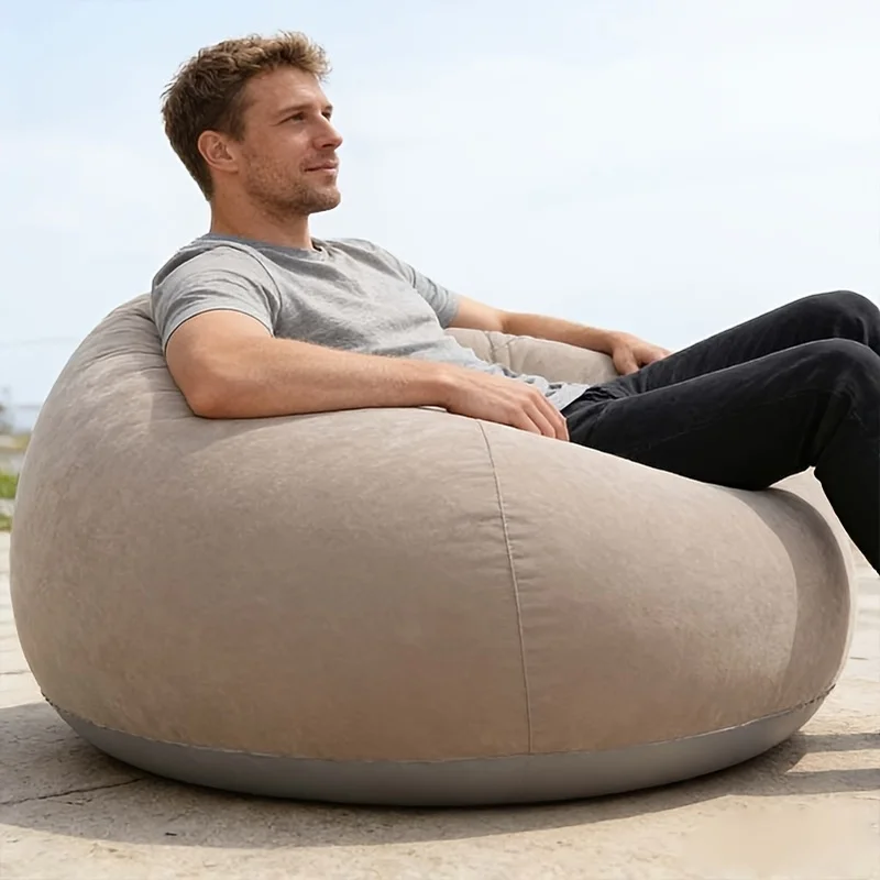 2Pcs Inflatable Lazy Sofa Set Manual Air Pump Single Portable Chair Indoor Balcony Outdoor Camping Picnic Rest image 5