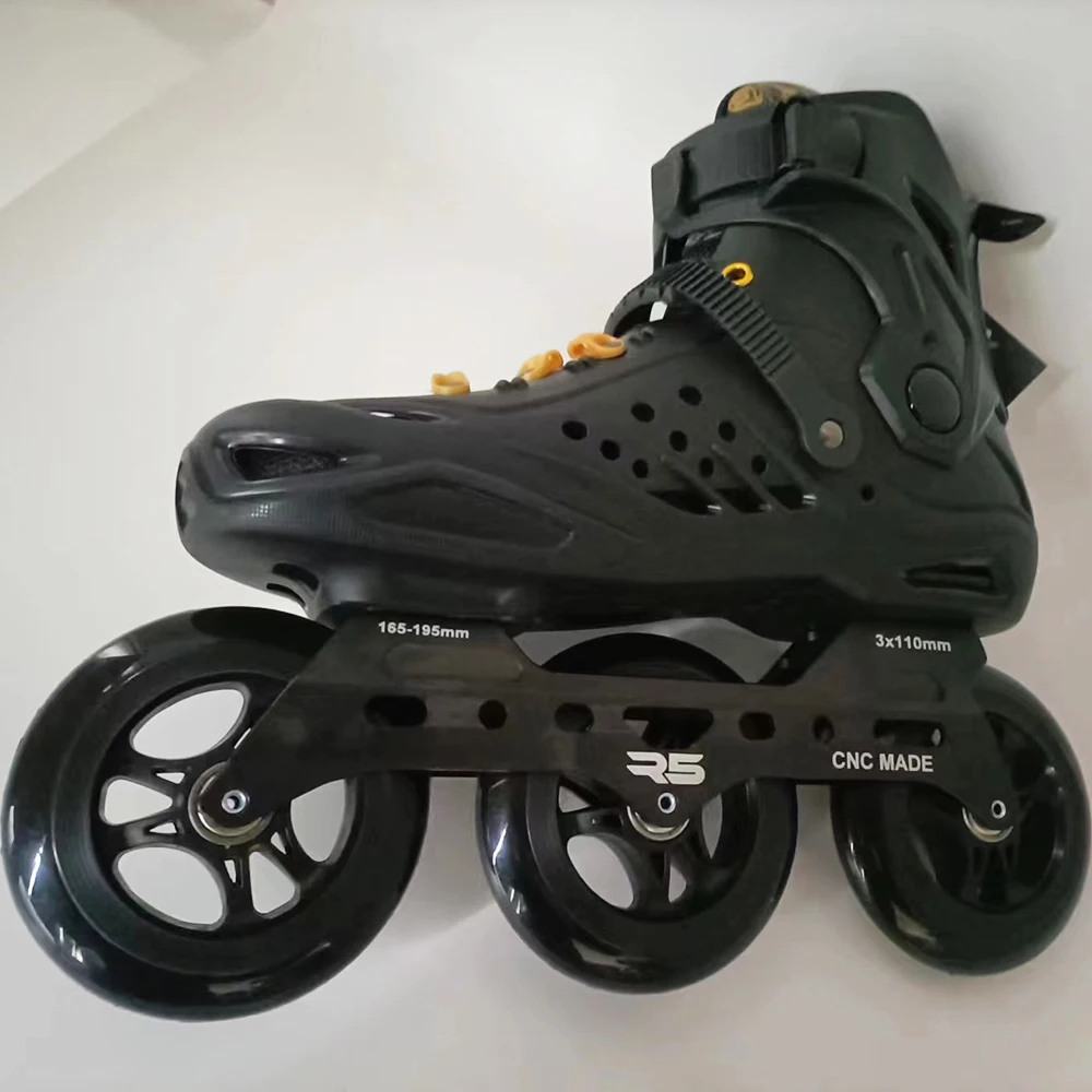 Original RS1 Inline Speed Skates Roller Skating Shoes Frame 3x110mm Wheels 35-46 Black Gold Professional Adult Kids Free Patines