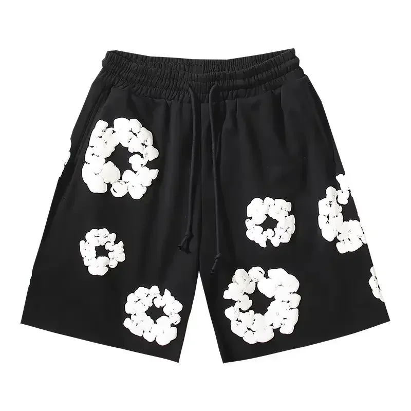 American Fashion Brand Cotton Foam Printed Shorts For Couples Unisex Loose Oversized Summer men Casual Half Pants