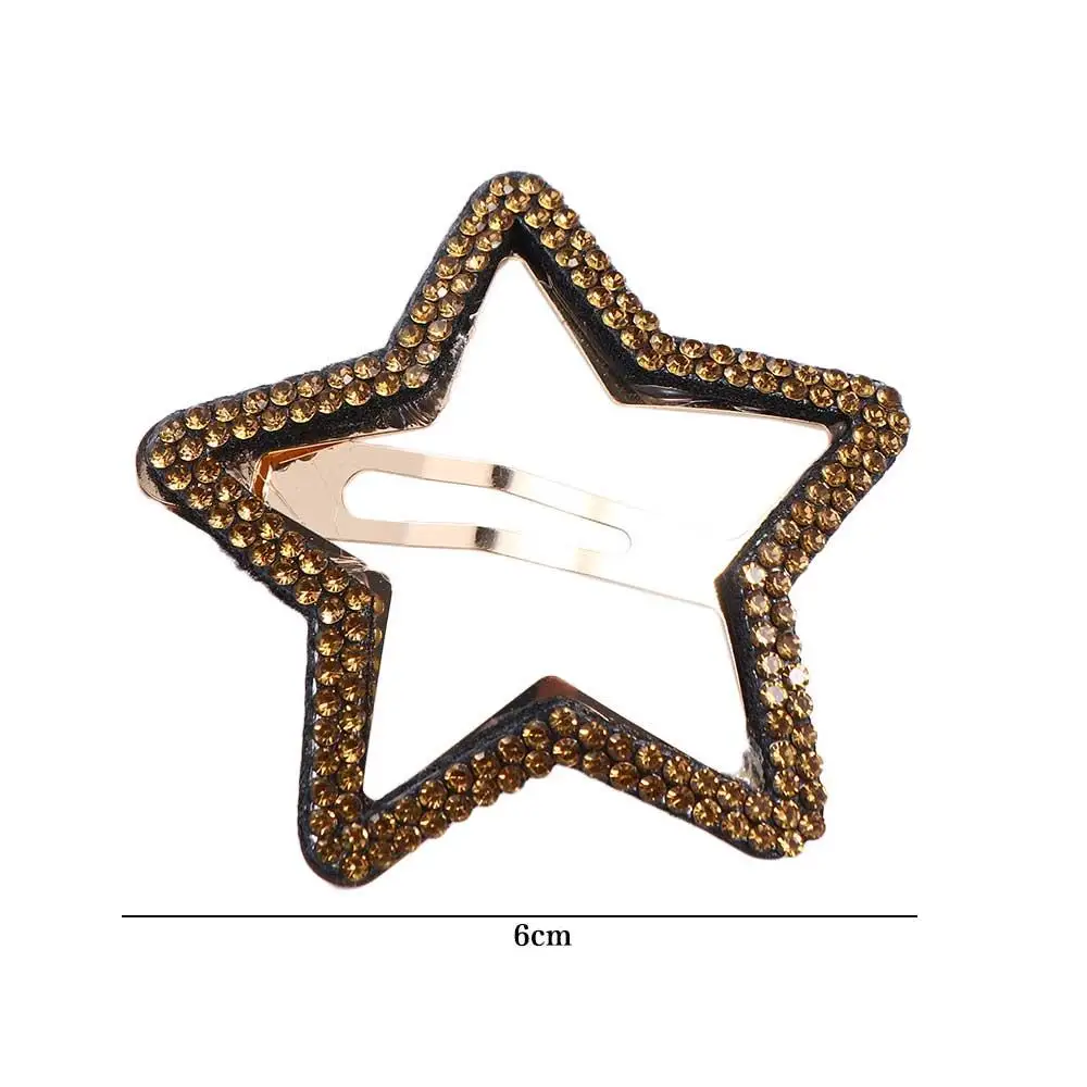 Sweet Geometric Rhinestone Star BB Clip\ Y2k Metal Star Side Clip Hair Clip Pentagram Hollow Hair Clip Photograph