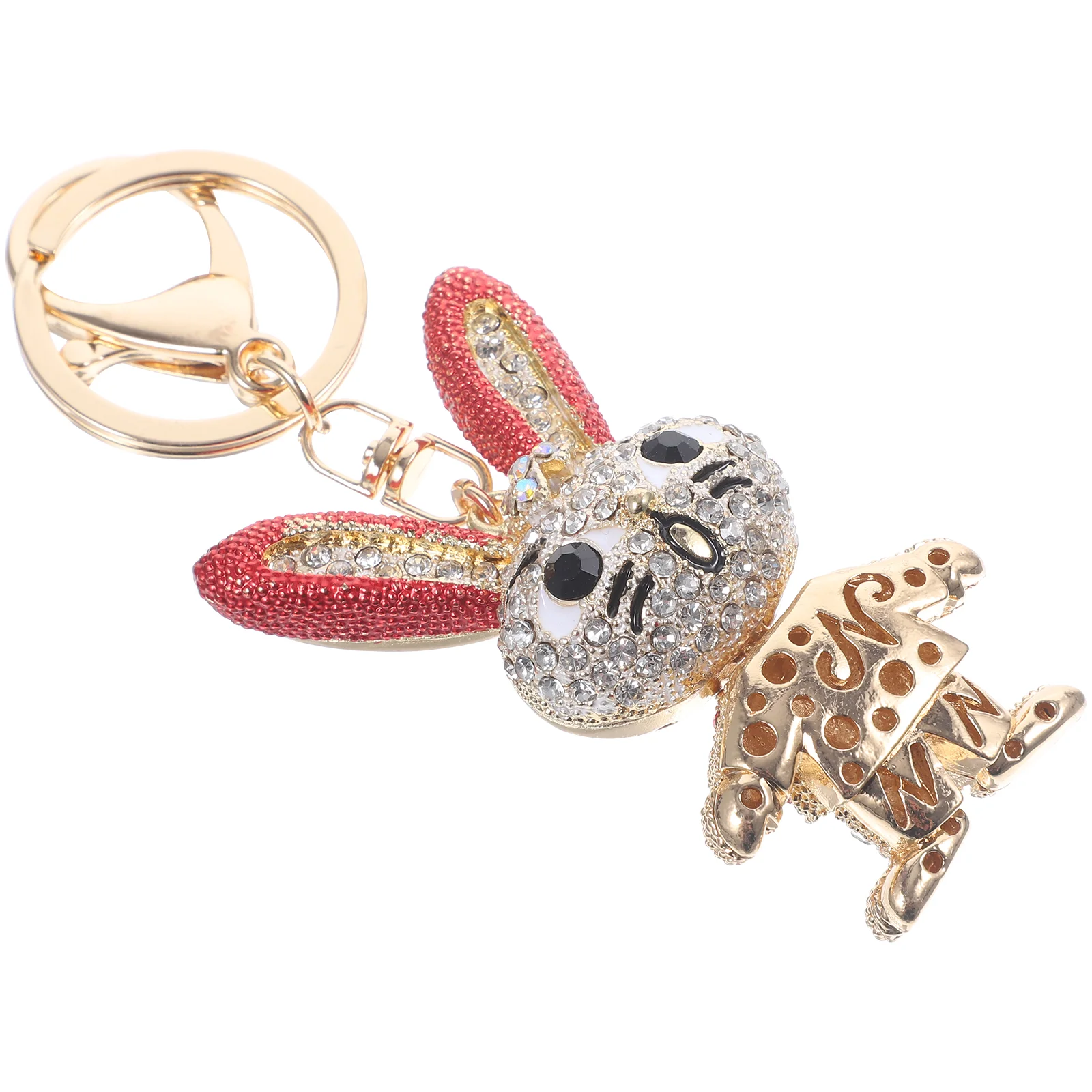 Stuffed Bunnies Rabbit Keychain Plush Metal Ring Pendant Lovers Purse Holder for Car