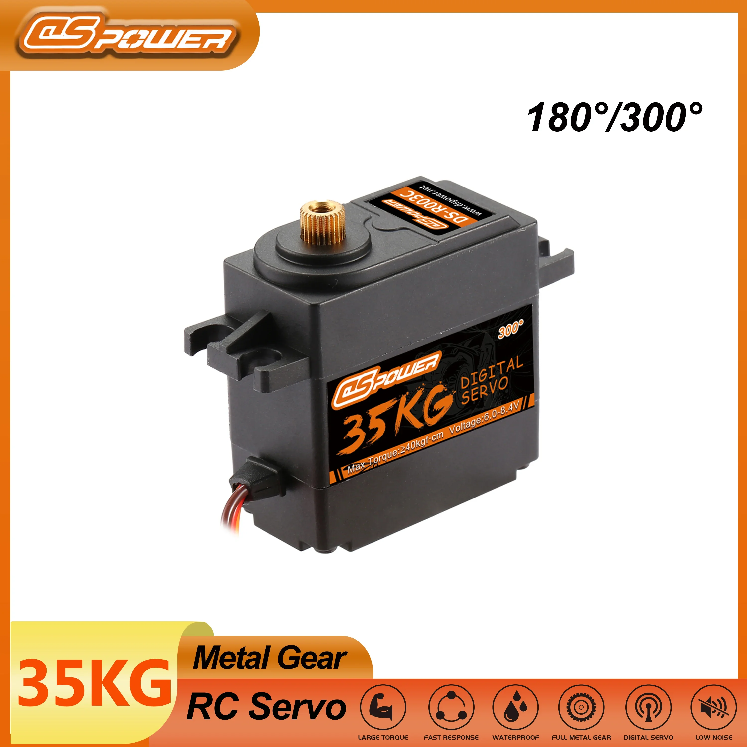 DSpower Waterproof 35KG 180/300 Degree 8.4V High-precision Digital Servo Metal Gear for 1/10 1/8 RC Car Wltoys TRX4 TRX6 Scx10