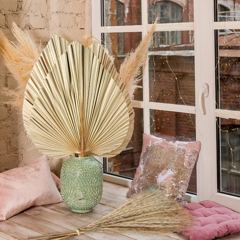 105Pcs Bulk Dried Pampas Grass Set Artificial Flowers Palm Spears Bunny Tails Reed Grass Palm Leaves Boho Home Wedding Decor - view 4