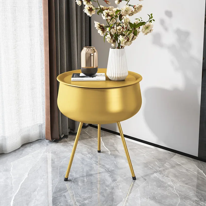 

Bedside table bedroom storage cabinet home furniture luxury Round small Side tables nordic Corner coffee Desk Gold end table