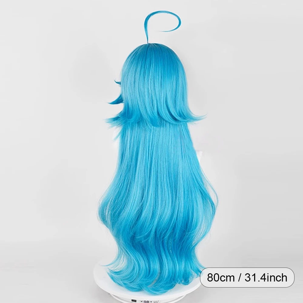 RANYU Long Straight Wavy Synthetic Blue Women Jellyfish Head Wig Fluffy Anime Game Cosplay Hair Heat Resistant Wig for Party