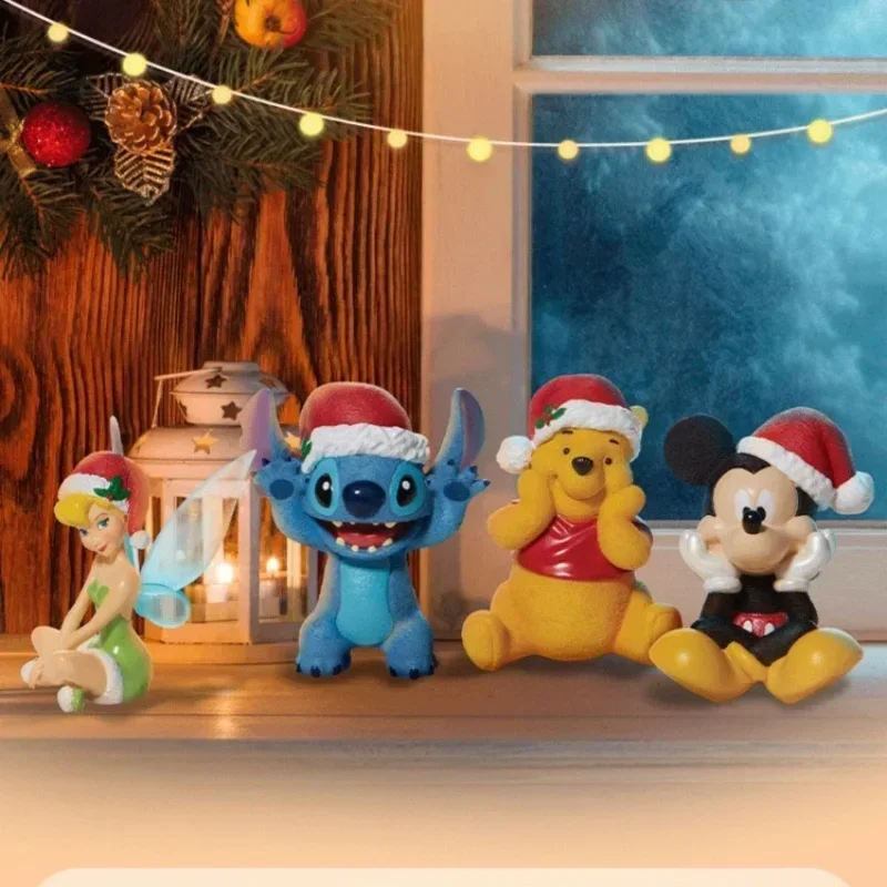 Disney Handmade Stitch Ornament Mickey Doll Little Dingdang Winnie Bear Material Resin Mini Ornament With Desktop Decoration