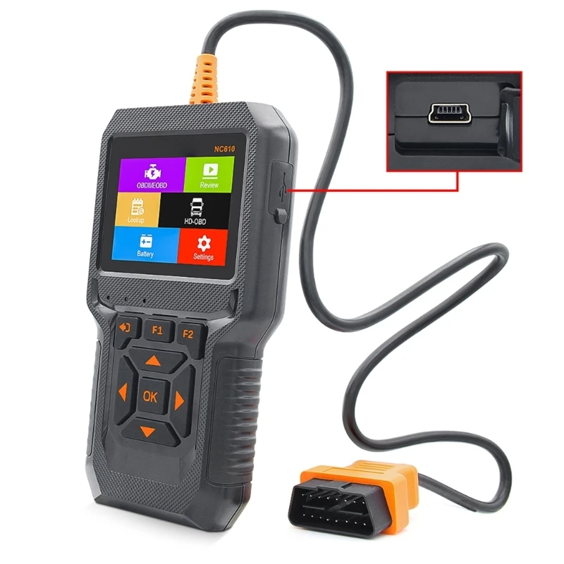 

NC610 12V 24V Full OBD2 Diagnostic Scanner Tool Diesel Gasoline Engine Functions Battery Analysis Mode 8 for J1939 Truck