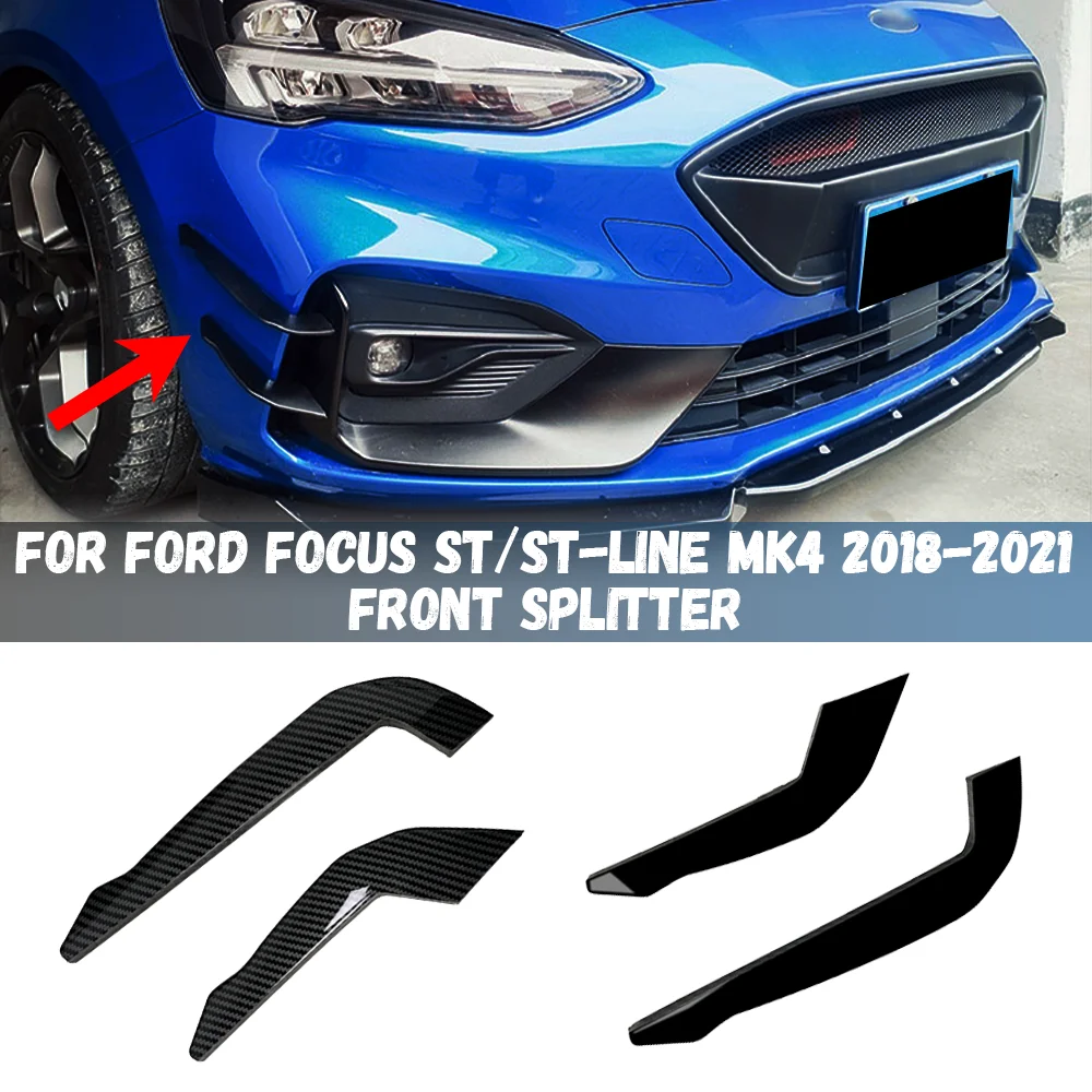 For Ford Focus St / ST-line MK4 2018 2019 2020 2021 Front Bumper Canards Front Lip Spoiler Splitter Trim Sticker Car Styling