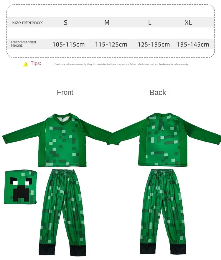 Polyester Fabric Professional-grade Performance Costume for Gamers Creeper Steve Stage Costume Made with Top-notch