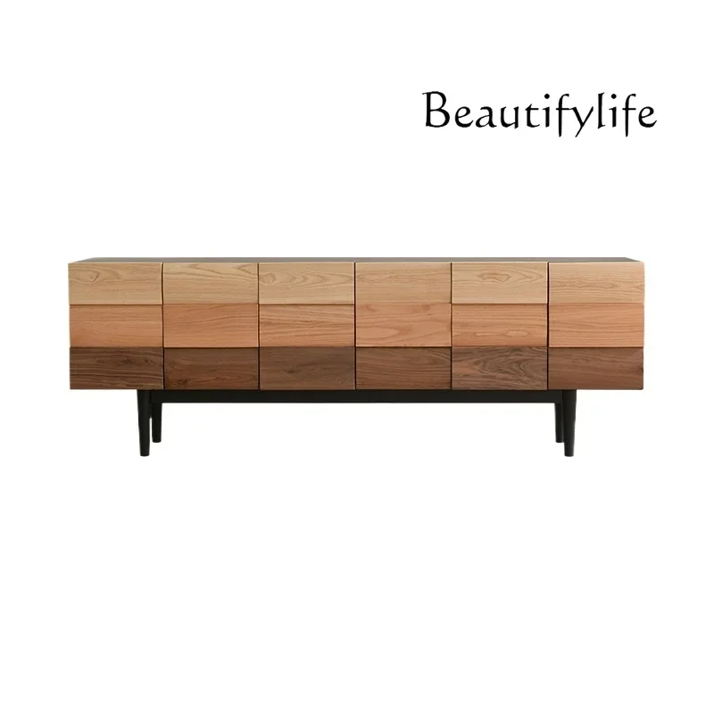 

Modern Minimalist Silent TV Cabinet Pure Solid Wood Living Room Audiovisual Cabinet Creative