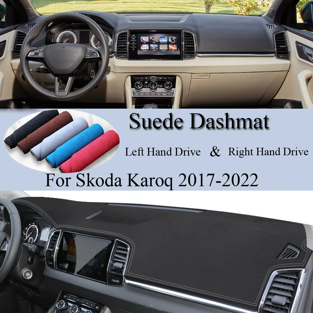 

For Skoda Karoq 2017 2018 2019-2022 Suede Leather DashMat Dash Mat Cover Dashboard Pad Sunshade Protector Carpet Car Accessories